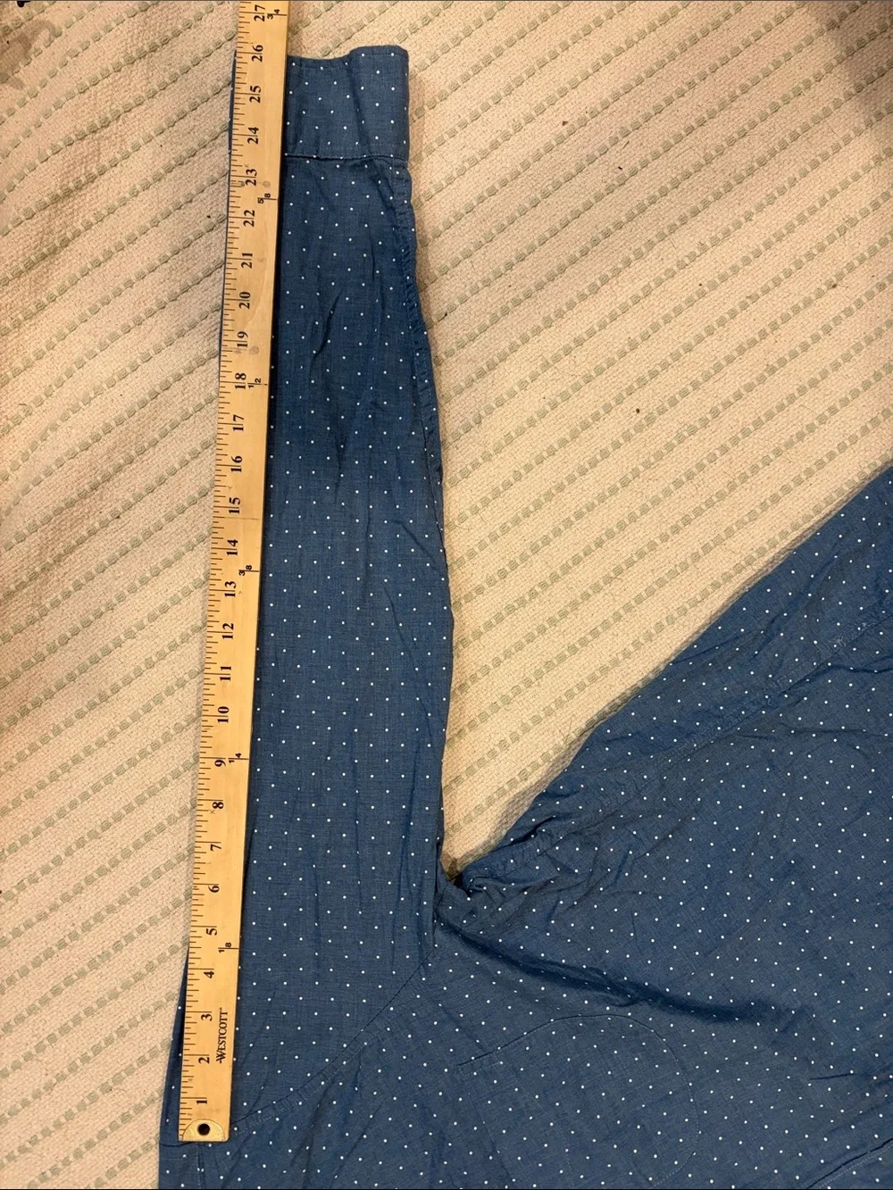 J. Crew Blue Button-Down Shirt with White Microdots
